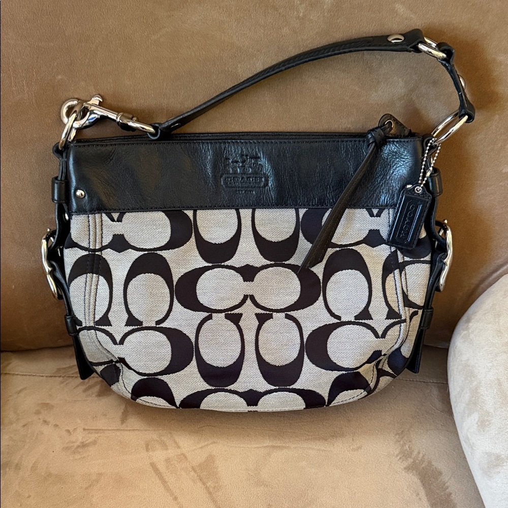 Coach Black Signature Canvas Shoulder Bag
